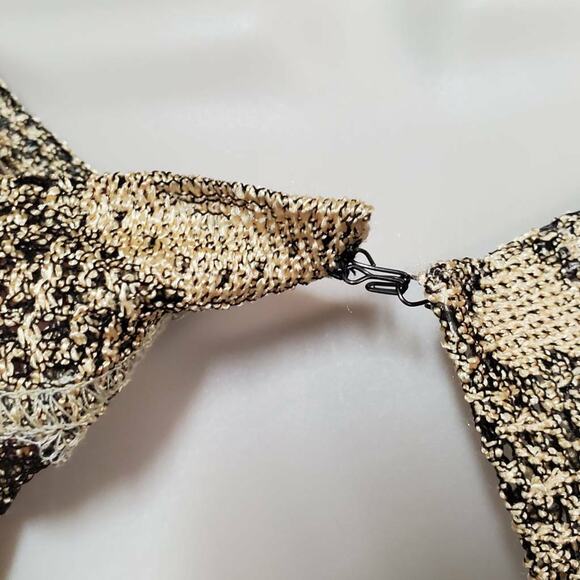 Liz Claiborne Petite XXS 2 Piece Top Set Sweater Metallic Gold Short Sleeve Cami - Picture 8 of 11